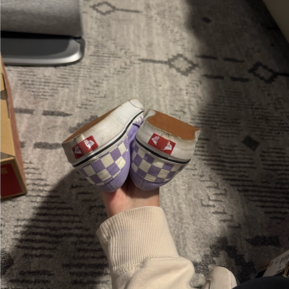Vans Lavender and White Checkered Classic Slip-Ons - Picture 11 of 12